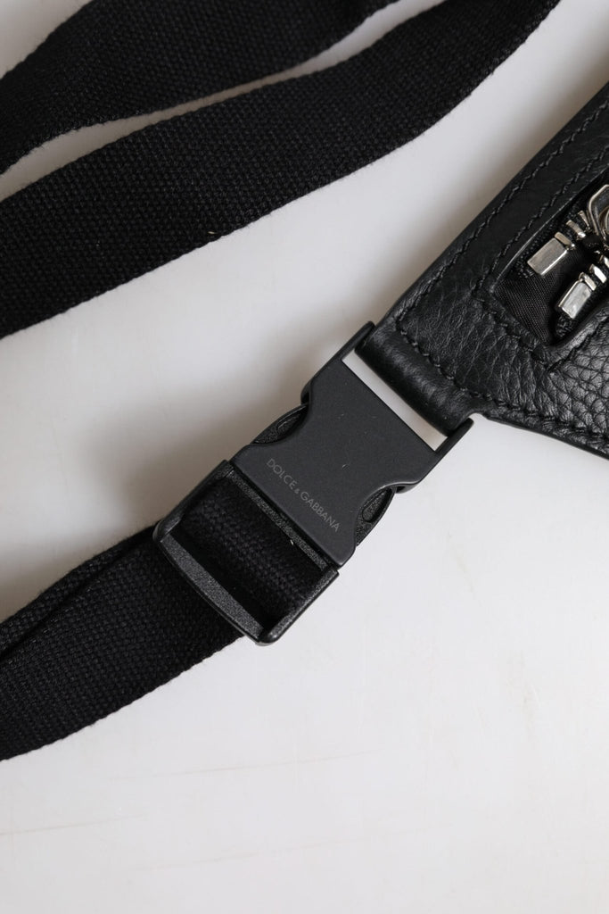 Dolce & Gabbana Black Calfskin Logo Plaque Belt Waist Men Fanny Pack Bag - Beyzy Store - Dolce & Gabbana