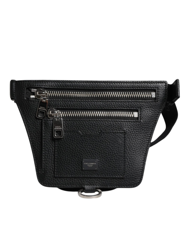 Dolce & Gabbana Black Calfskin Logo Plaque Belt Waist Men Fanny Pack Bag - Beyzy Store - Dolce & Gabbana