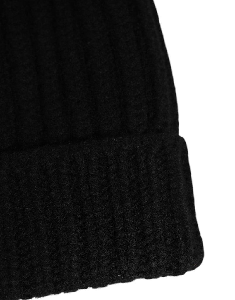 Dolce & Gabbana Black Cashmere Knitted Beanie Capello Men One Size Hat - Beyzy Store - Dolce & Gabbana