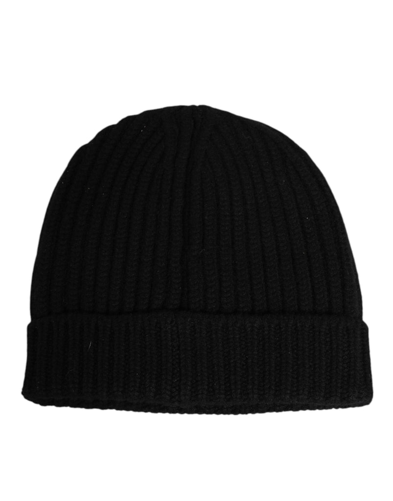Dolce & Gabbana Black Cashmere Knitted Beanie Capello Men One Size Hat - Beyzy Store - Dolce & Gabbana