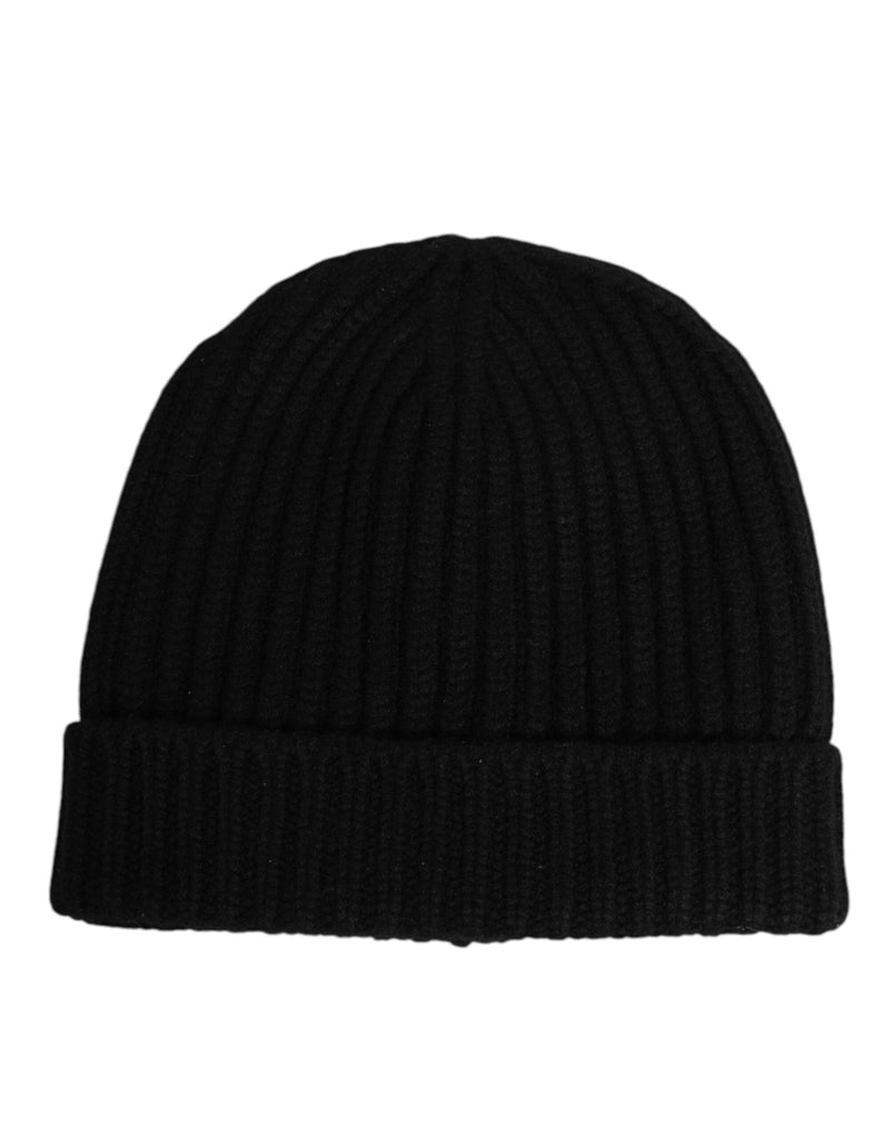 Dolce & Gabbana Black Cashmere Knitted Beanie Capello Men One Size Hat - Beyzy Store - Dolce & Gabbana