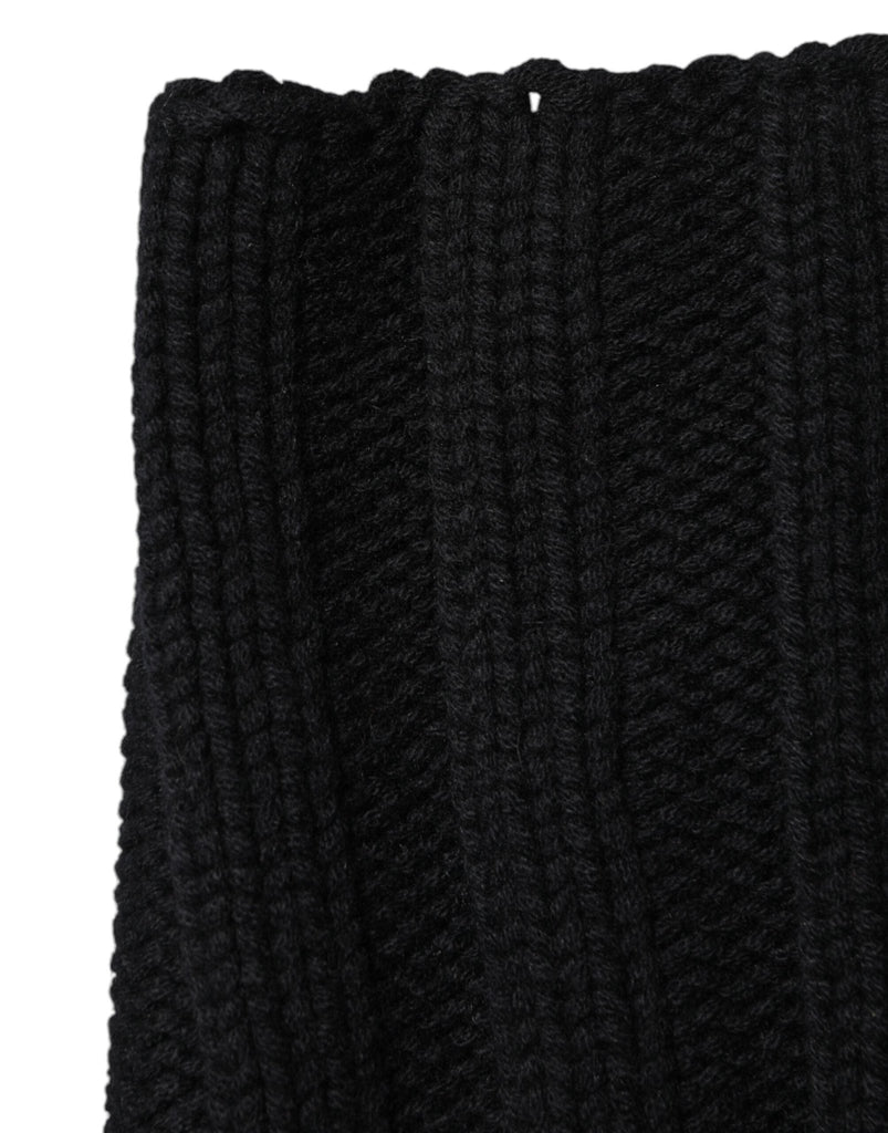 Dolce & Gabbana Black Cashmere Knitted Neck Warmer Foulard Scarf - Beyzy Store - Dolce & Gabbana