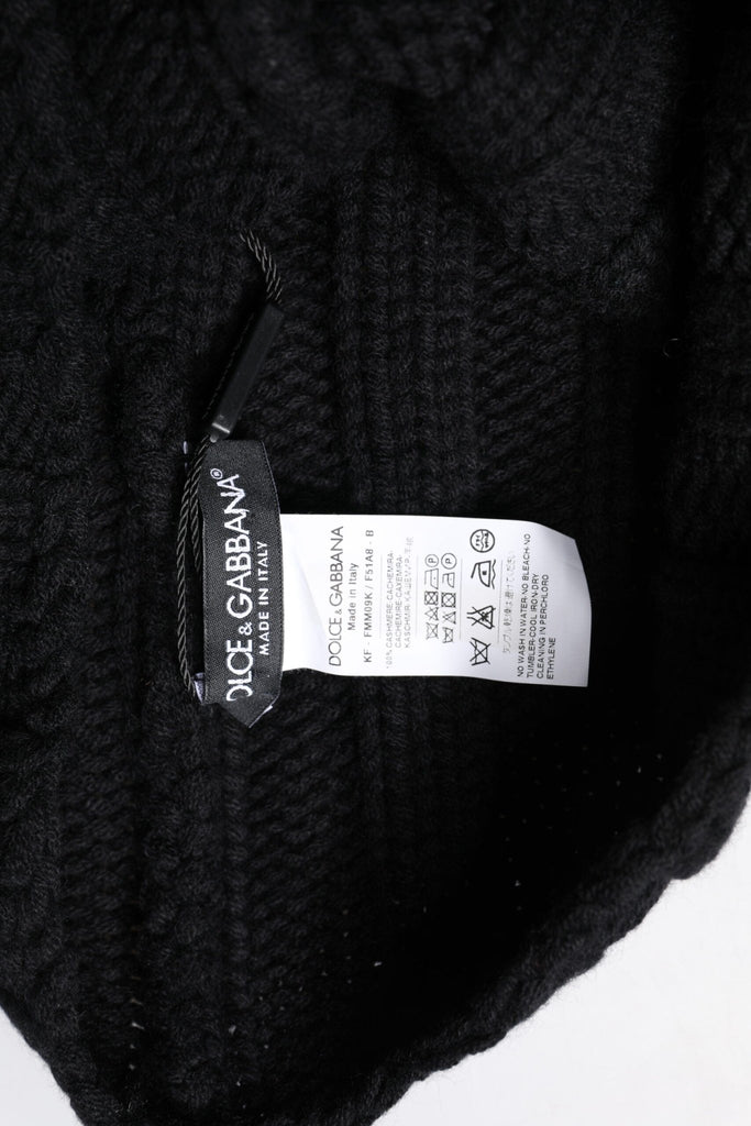 Dolce & Gabbana Black Cashmere Knitted Neck Warmer Foulard Scarf - Beyzy Store - Dolce & Gabbana