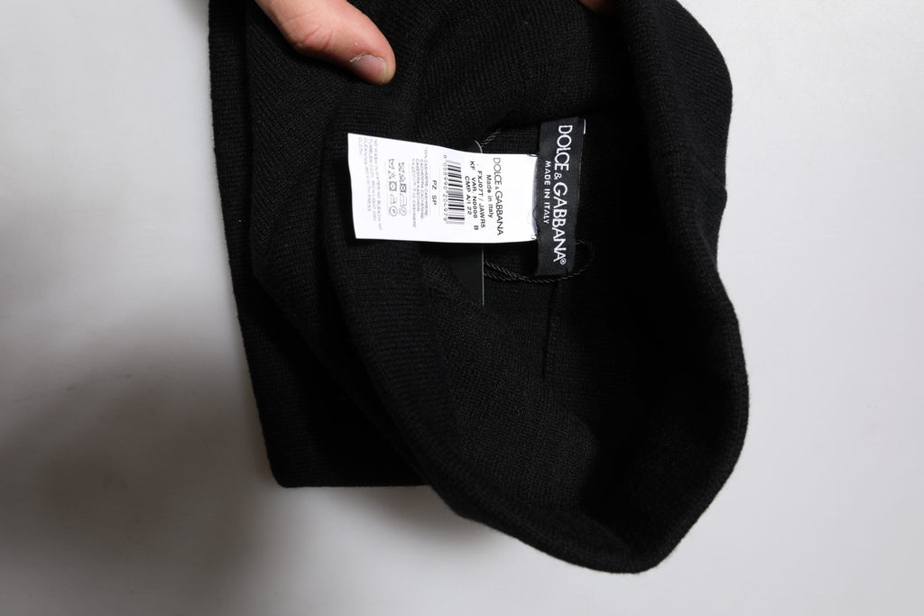 Dolce & Gabbana Black Cashmere Knitted Square Handkerchief Scarf - Beyzy Store - Dolce & Gabbana