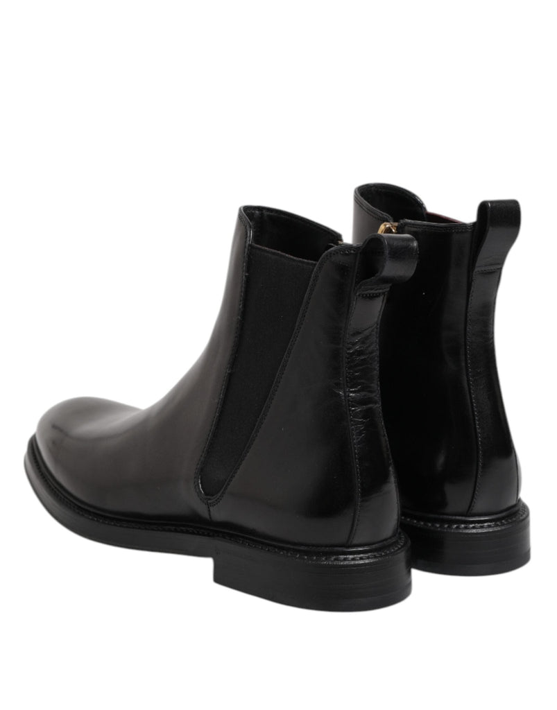 Dolce & Gabbana Black Chelsea Leather Mid Calf Boots Shoes - Beyzy Store - Dolce & Gabbana