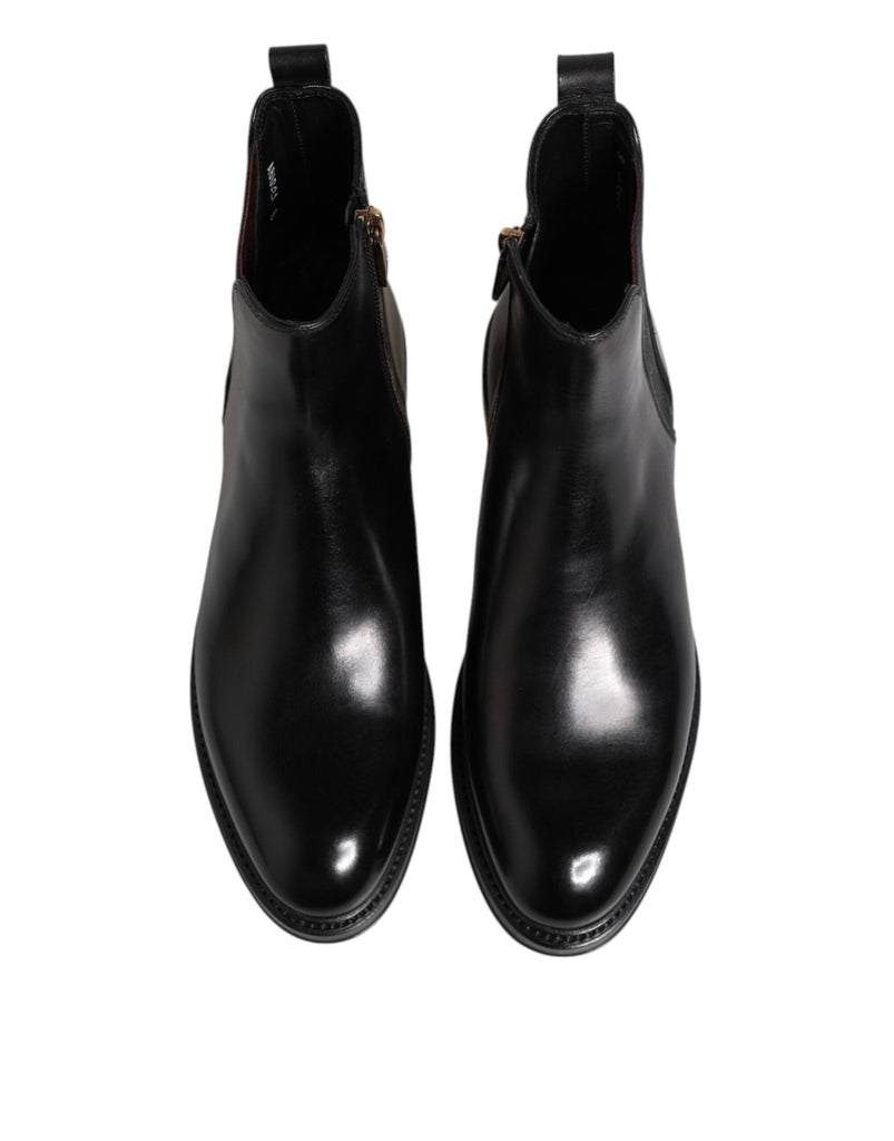 Dolce & Gabbana Black Chelsea Leather Mid Calf Boots Shoes - Beyzy Store - Dolce & Gabbana