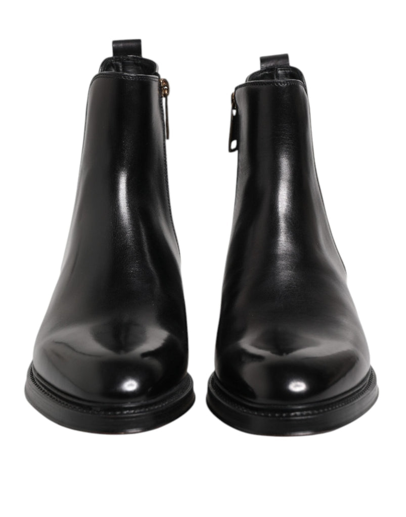 Dolce & Gabbana Black Chelsea Leather Mid Calf Boots Shoes - Beyzy Store - Dolce & Gabbana