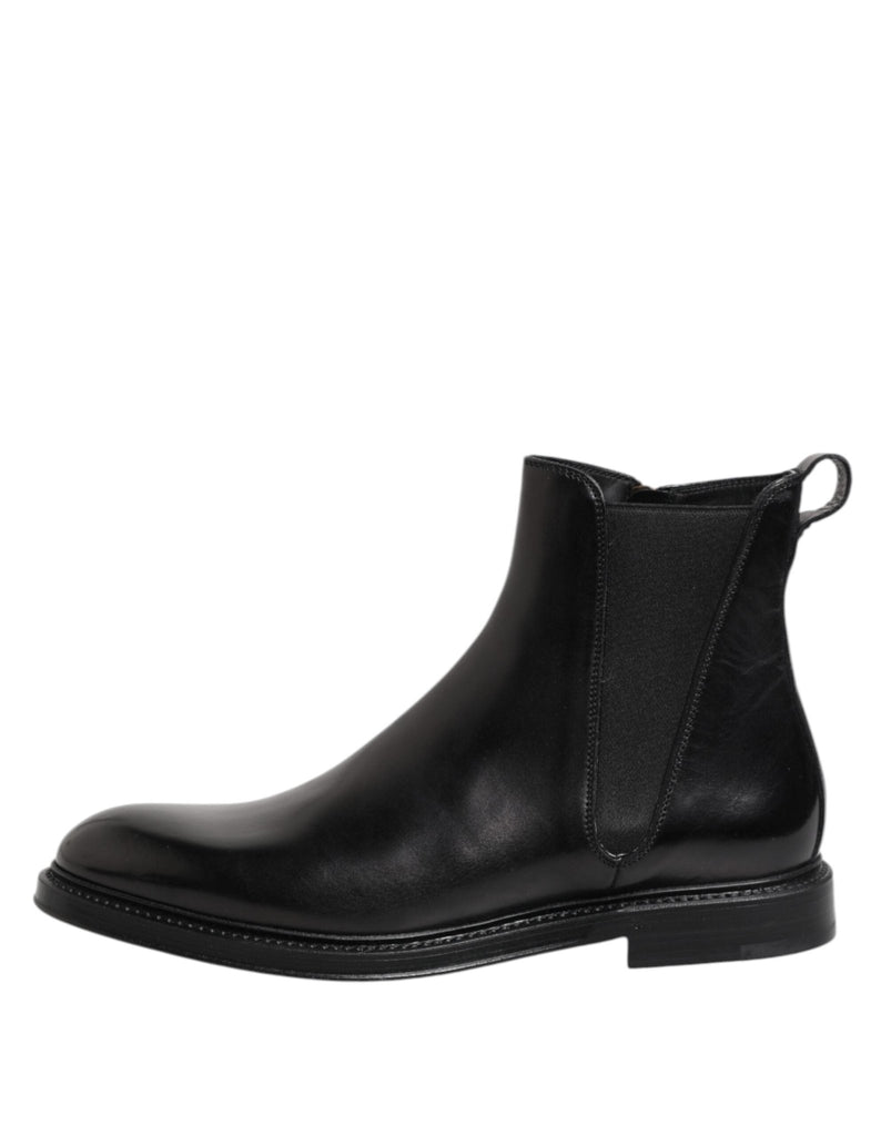Dolce & Gabbana Black Chelsea Leather Mid Calf Boots Shoes - Beyzy Store - Dolce & Gabbana