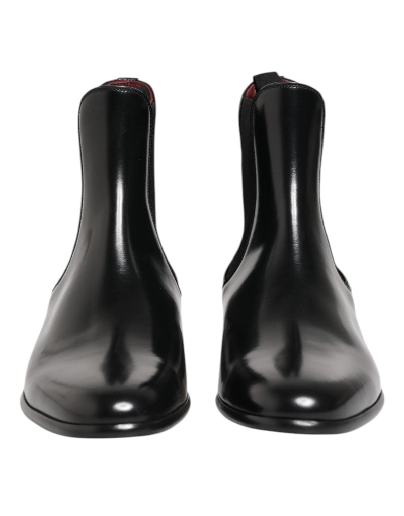 Dolce & Gabbana Black Chelsea Slip On Mid Calf Boots Shoes - Beyzy Store - Dolce & Gabbana