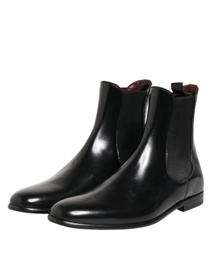 Dolce & Gabbana Black Chelsea Slip On Mid Calf Boots Shoes - Beyzy Store - Dolce & Gabbana