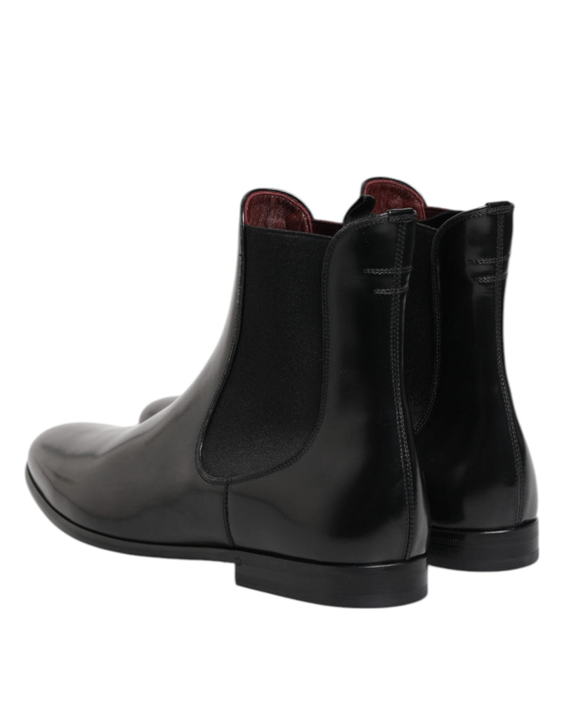 Dolce & Gabbana Black Chelsea Slip On Mid Calf Boots Shoes - Beyzy Store - Dolce & Gabbana