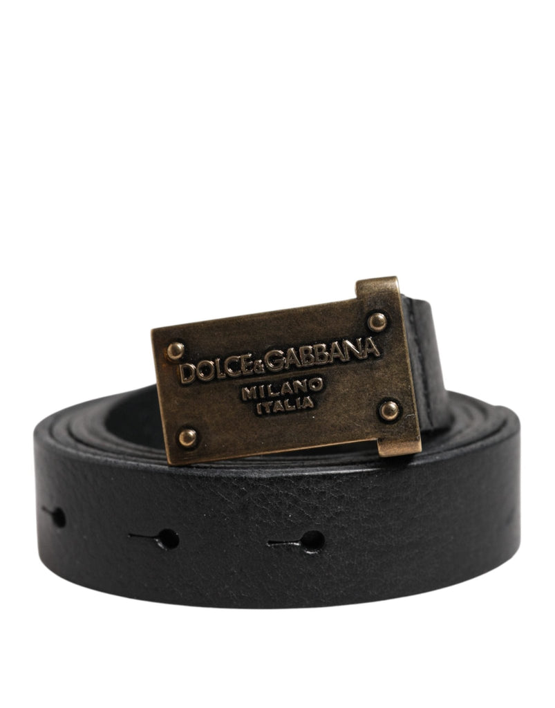 Dolce & Gabbana Black Classic Leather Gold Metal Buckle Belt - Beyzy Store - Dolce & Gabbana