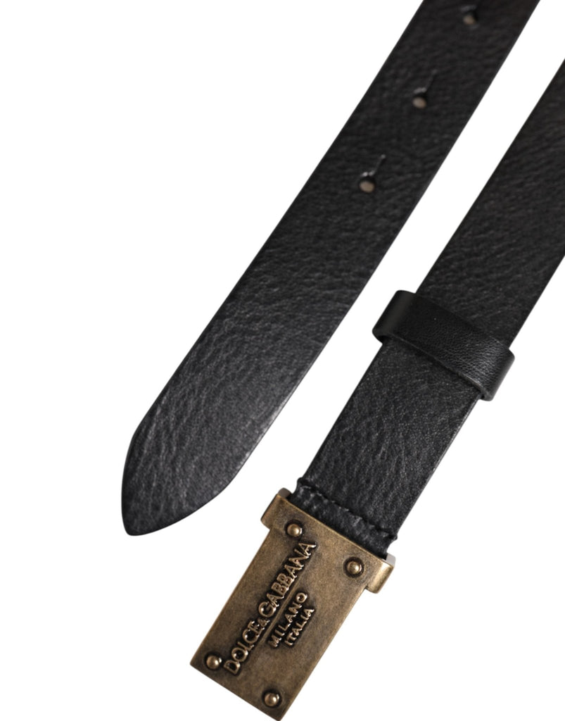 Dolce & Gabbana Black Classic Leather Gold Metal Buckle Belt - Beyzy Store - Dolce & Gabbana