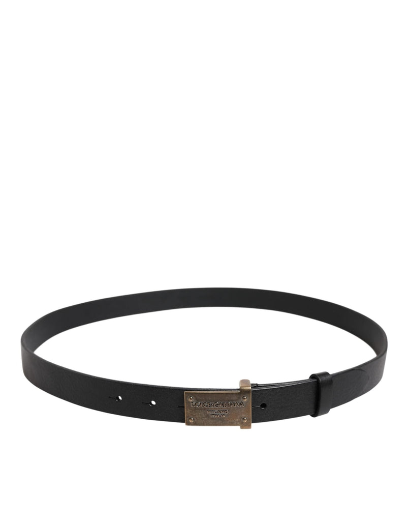 Dolce & Gabbana Black Classic Leather Gold Metal Buckle Belt - Beyzy Store - Dolce & Gabbana