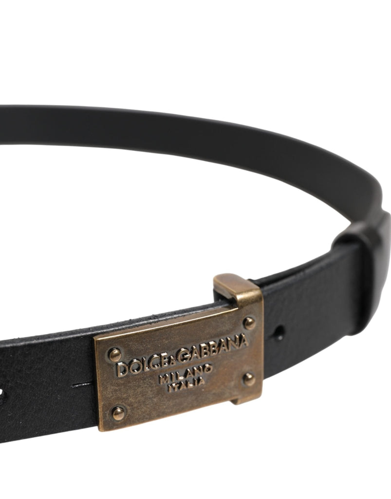 Dolce & Gabbana Black Classic Leather Gold Metal Buckle Belt - Beyzy Store - Dolce & Gabbana