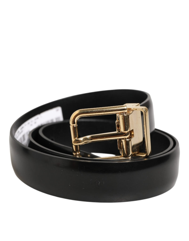 Dolce & Gabbana Black Classic Leather Gold - Tone Buckle Belt - Beyzy Store - Dolce & Gabbana