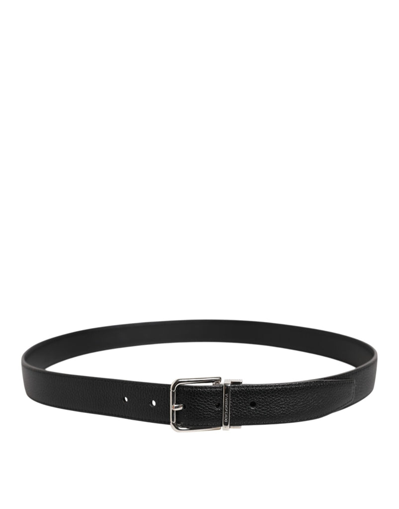Dolce & Gabbana Black Classic Leather Silver Tone Buckle Belt - Beyzy Store - Dolce & Gabbana