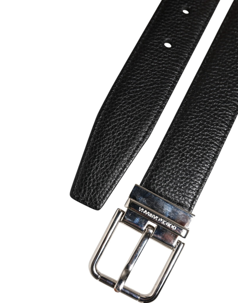 Dolce & Gabbana Black Classic Leather Silver Tone Buckle Belt - Beyzy Store - Dolce & Gabbana