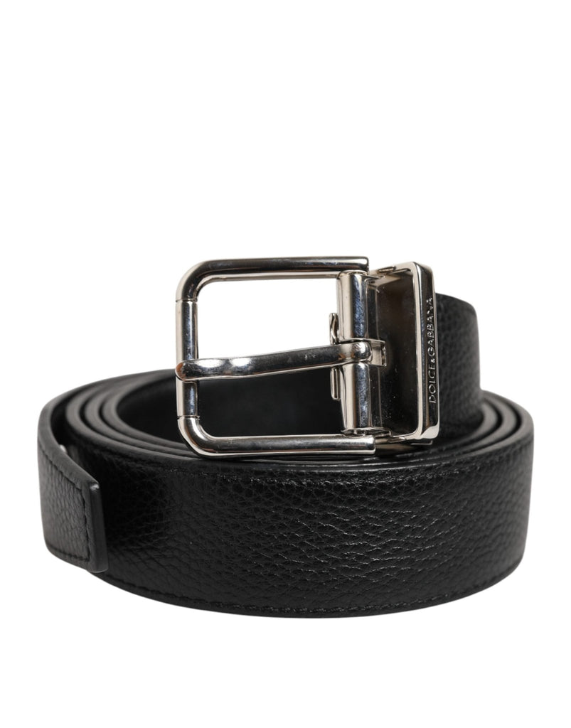 Dolce & Gabbana Black Classic Leather Silver Tone Buckle Belt - Beyzy Store - Dolce & Gabbana