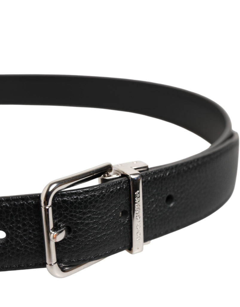 Dolce & Gabbana Black Classic Leather Silver Tone Buckle Belt - Beyzy Store - Dolce & Gabbana