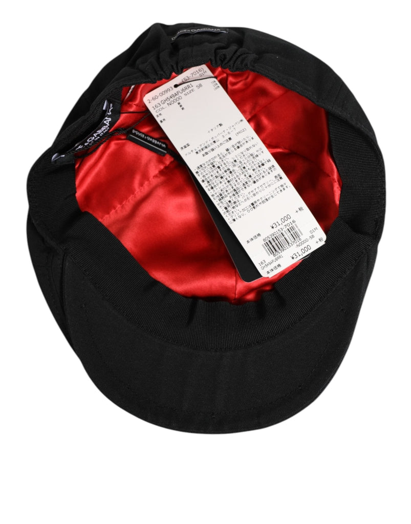 Dolce & Gabbana Black Cotton Blend Newsboy Men Cloth Cap Hat - Beyzy Store - Dolce & Gabbana