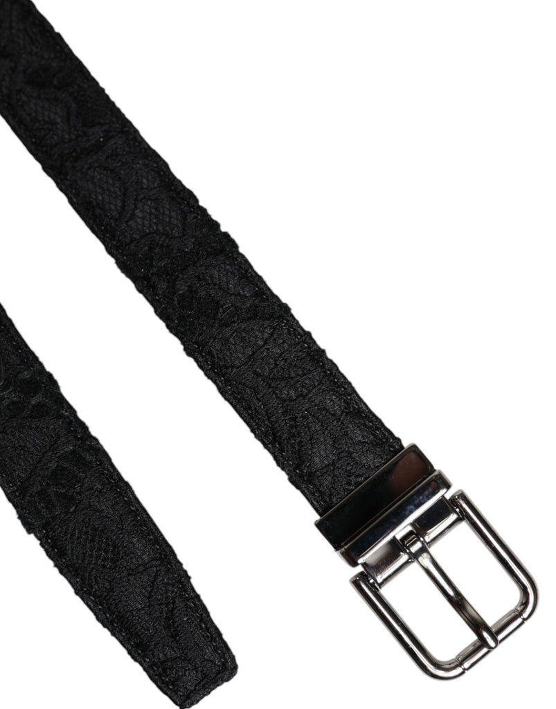 Dolce & Gabbana Black Cotton Blend Silver Metal Buckle Belt - Beyzy Store - Dolce & Gabbana