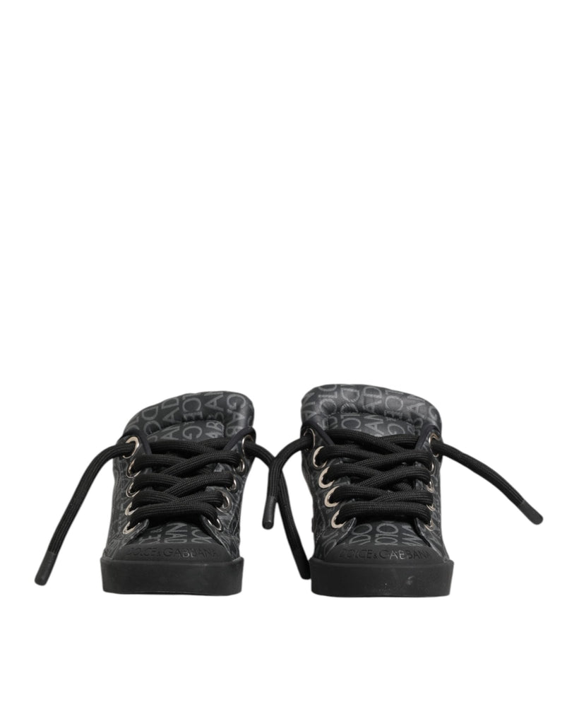 Dolce & Gabbana Black Cotton Denim Logo Low Top Sneakers Shoes - Beyzy Store - Dolce & Gabbana