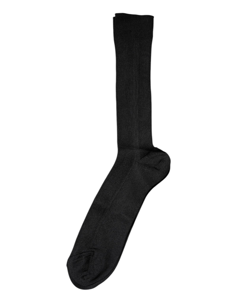 Dolce & Gabbana Black Cotton DG Logo Mid Calf Men Socks - Beyzy Store - Dolce & Gabbana