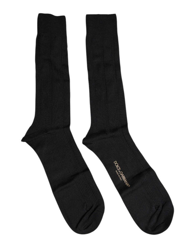 Dolce & Gabbana Black Cotton DG Logo Mid Calf Men Socks - Beyzy Store - Dolce & Gabbana