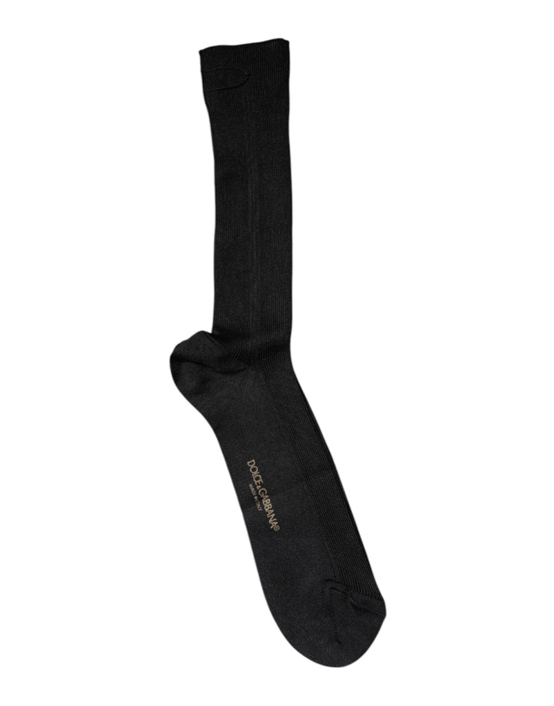 Dolce & Gabbana Black Cotton DG Logo Mid Calf Men Socks - Beyzy Store - Dolce & Gabbana