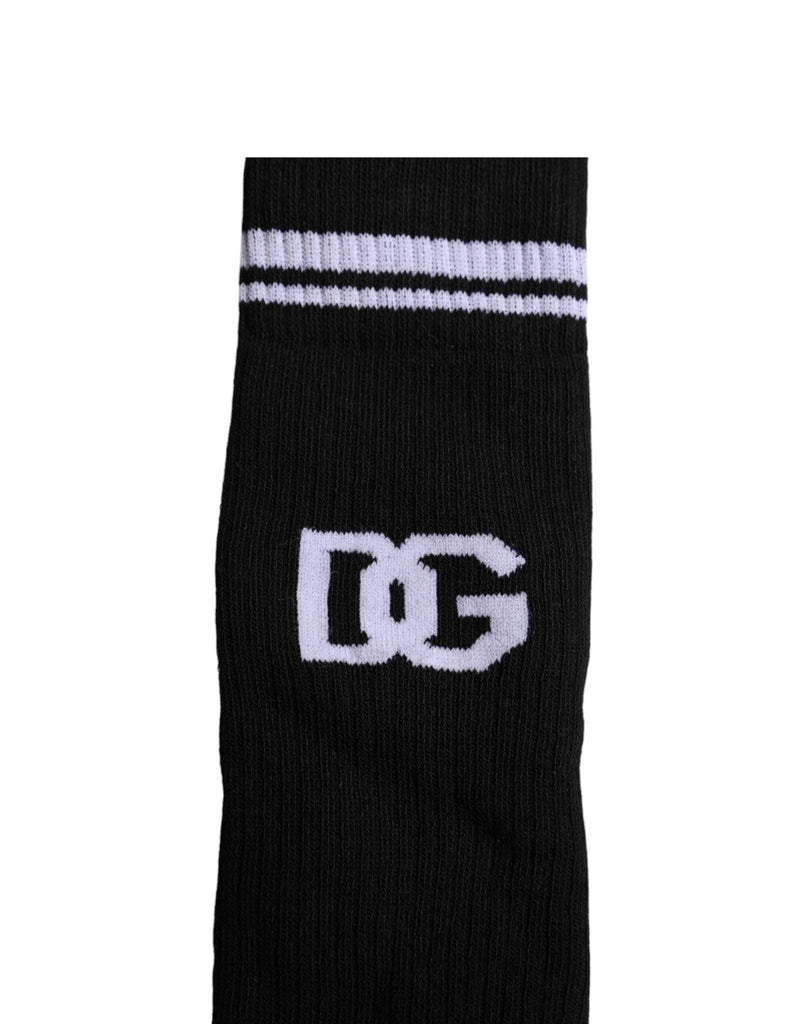 Dolce & Gabbana Black Cotton DG Logo Mid Calf Men Socks - Beyzy Store - Dolce & Gabbana