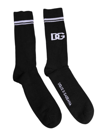 Dolce & Gabbana Black Cotton DG Logo Mid Calf Men Socks - Beyzy Store - Dolce & Gabbana