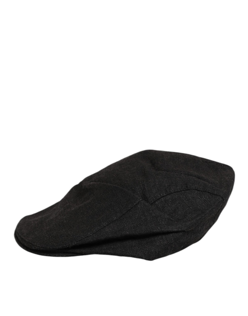 Dolce & Gabbana Black Cotton DG Logo Newsboy Cloth Capello Hat - Beyzy Store - Dolce & Gabbana