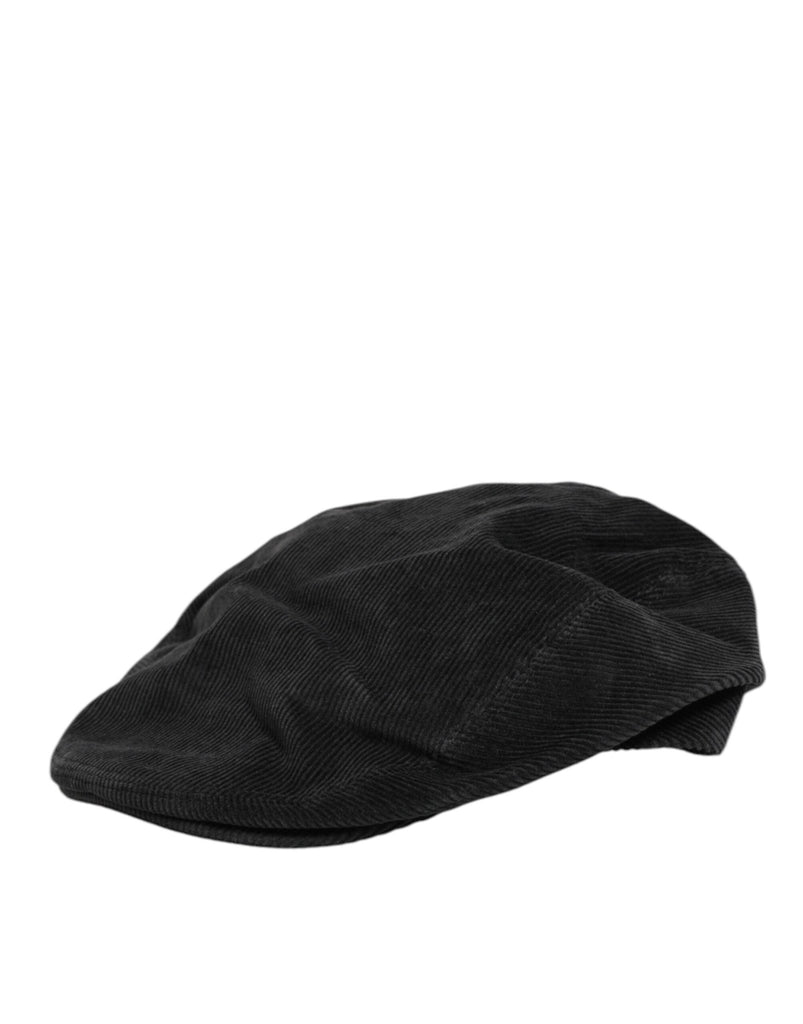 Dolce & Gabbana Black Cotton DG Logo Newsboy Cloth Capello Hat - Beyzy Store - Dolce & Gabbana