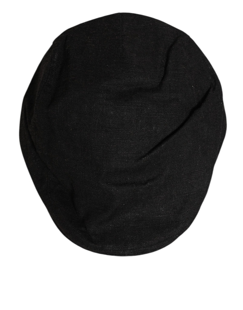 Dolce & Gabbana Black Cotton DG Logo Newsboy Cloth Capello Hat - Beyzy Store - Dolce & Gabbana
