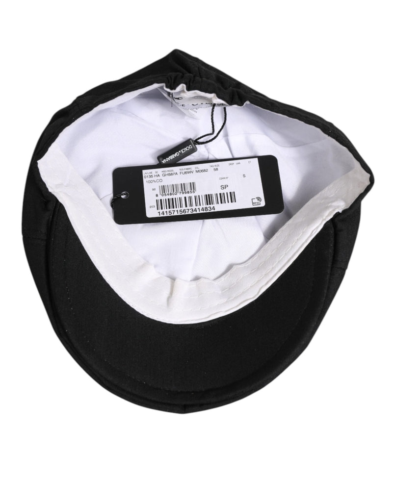 Dolce & Gabbana Black Cotton DG Logo Newsboy Cloth Capello Hat - Beyzy Store - Dolce & Gabbana
