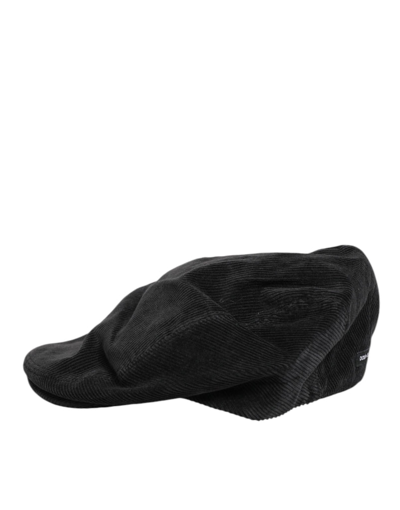 Dolce & Gabbana Black Cotton DG Logo Newsboy Cloth Capello Hat - Beyzy Store - Dolce & Gabbana