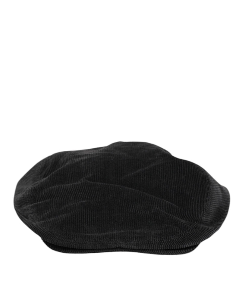 Dolce & Gabbana Black Cotton DG Logo Newsboy Cloth Capello Hat - Beyzy Store - Dolce & Gabbana