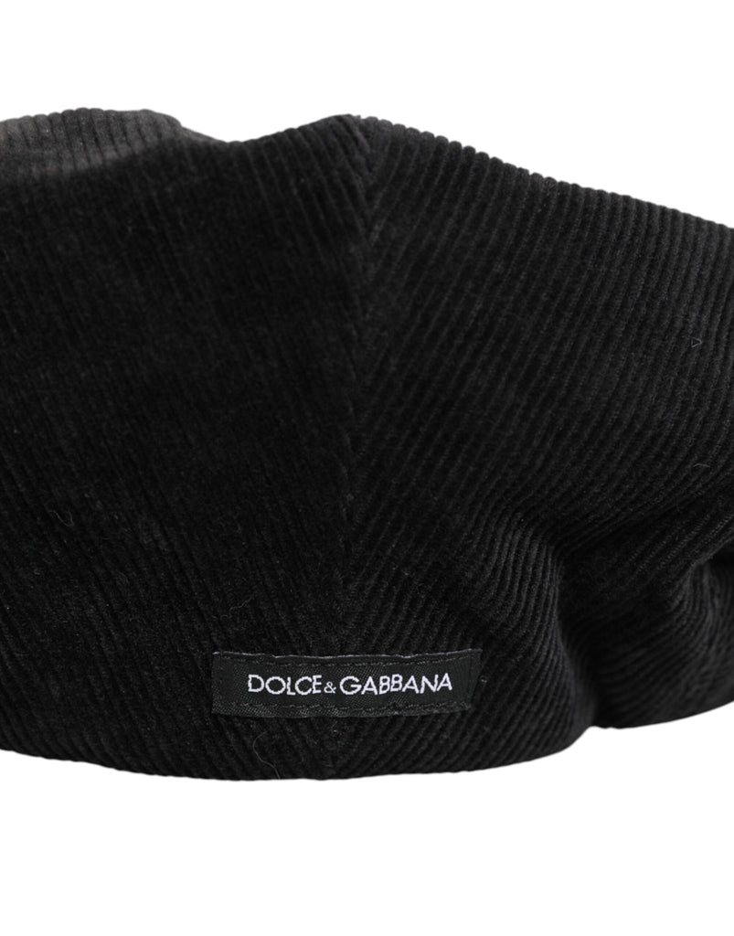 Dolce & Gabbana Black Cotton DG Logo Newsboy Cloth Capello Hat - Beyzy Store - Dolce & Gabbana