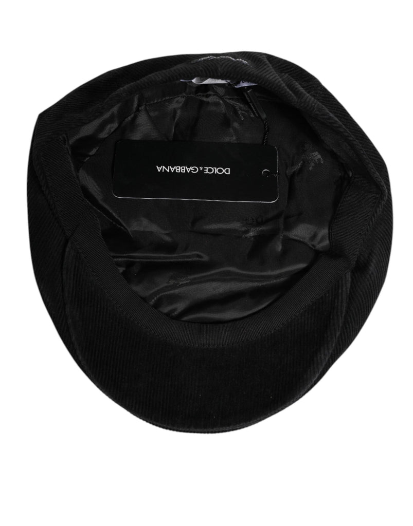 Dolce & Gabbana Black Cotton DG Logo Newsboy Cloth Capello Hat - Beyzy Store - Dolce & Gabbana