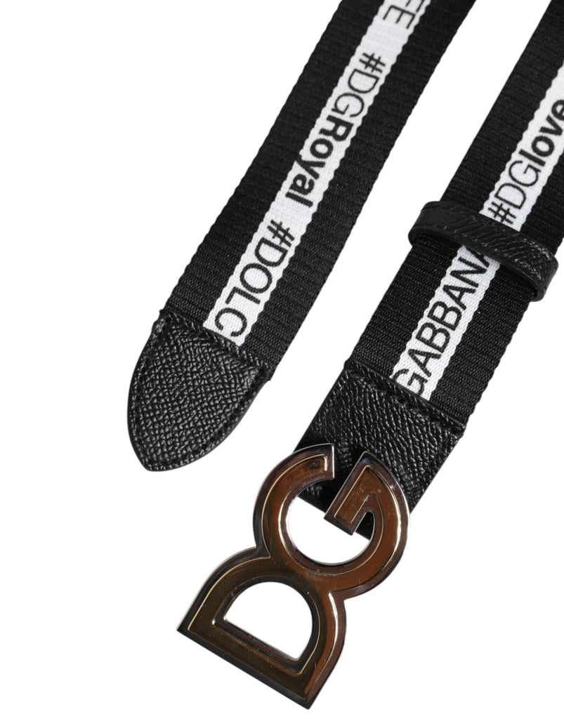 Dolce & Gabbana Black Cotton Metal DG Logo Gold Buckle Belt - Beyzy Store - Dolce & Gabbana