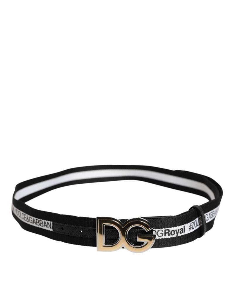 Dolce & Gabbana Black Cotton Metal DG Logo Gold Buckle Belt - Beyzy Store - Dolce & Gabbana