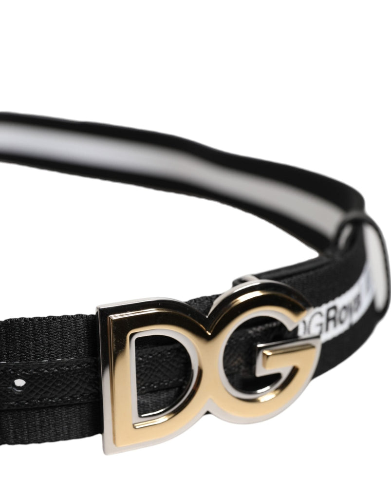 Dolce & Gabbana Black Cotton Metal DG Logo Gold Buckle Belt - Beyzy Store - Dolce & Gabbana