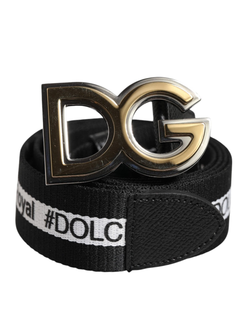Dolce & Gabbana Black Cotton Metal DG Logo Gold Buckle Belt - Beyzy Store - Dolce & Gabbana