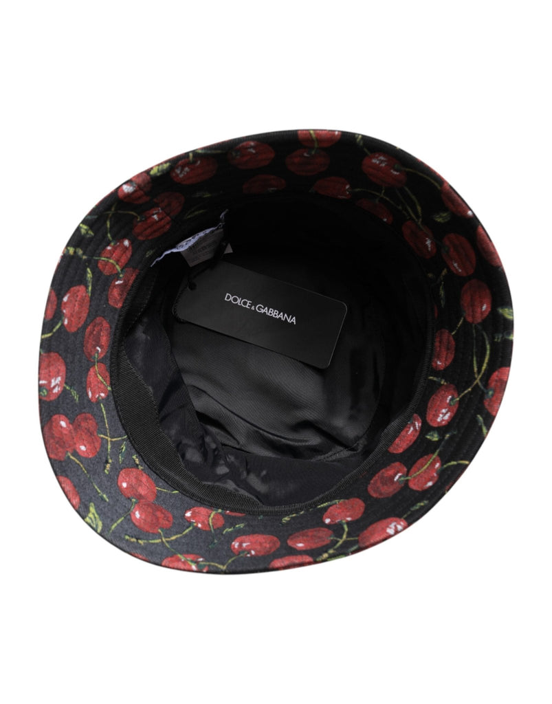 Dolce & Gabbana Black Cotton Printed Wide Brim Bucket Hat - Beyzy Store - Dolce & Gabbana
