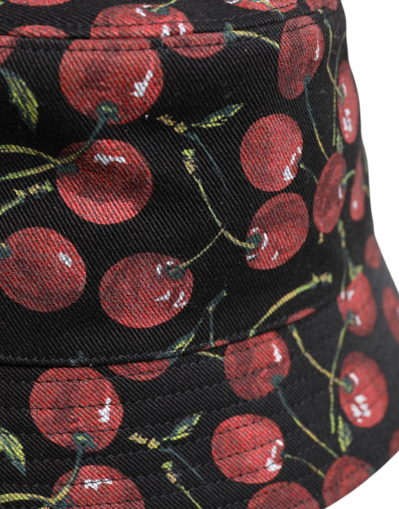 Dolce & Gabbana Black Cotton Printed Wide Brim Bucket Hat - Beyzy Store - Dolce & Gabbana
