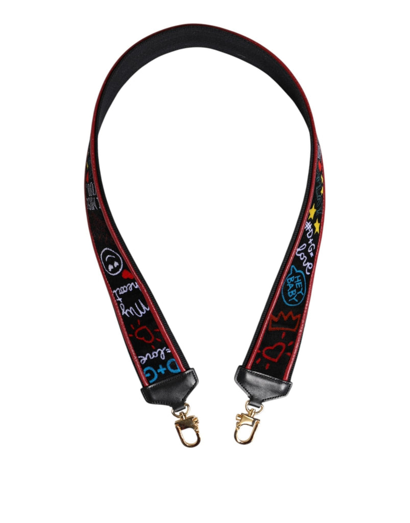 Dolce & Gabbana Black Cotton Printed Women Bag Accessory Shoulder Strap - Beyzy Store - Dolce & Gabbana