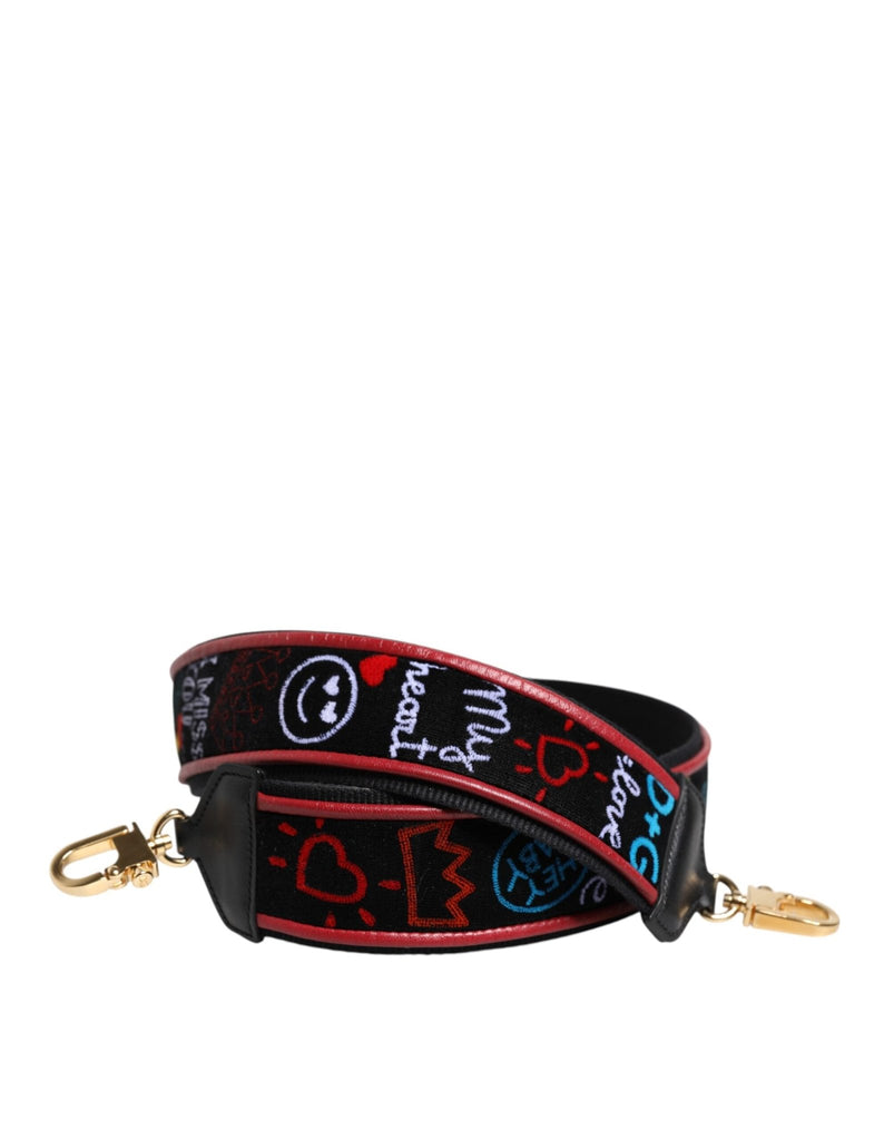Dolce & Gabbana Black Cotton Printed Women Bag Accessory Shoulder Strap - Beyzy Store - Dolce & Gabbana