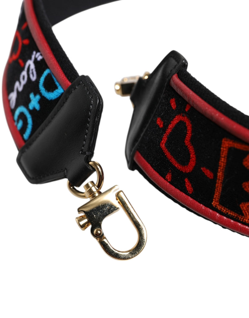 Dolce & Gabbana Black Cotton Printed Women Bag Accessory Shoulder Strap - Beyzy Store - Dolce & Gabbana