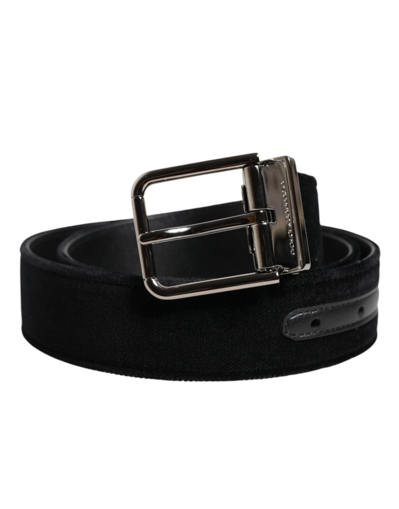 Dolce & Gabbana Black Cotton Silver Metal Buckle Belt - Beyzy Store - Dolce & Gabbana